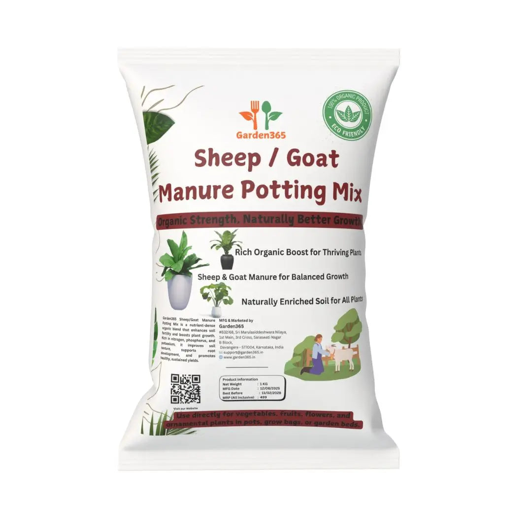 Sheep & Goat Manure Potting Mix | Organic Nutrient-Rich Soil for Thriving Plants Garden365
