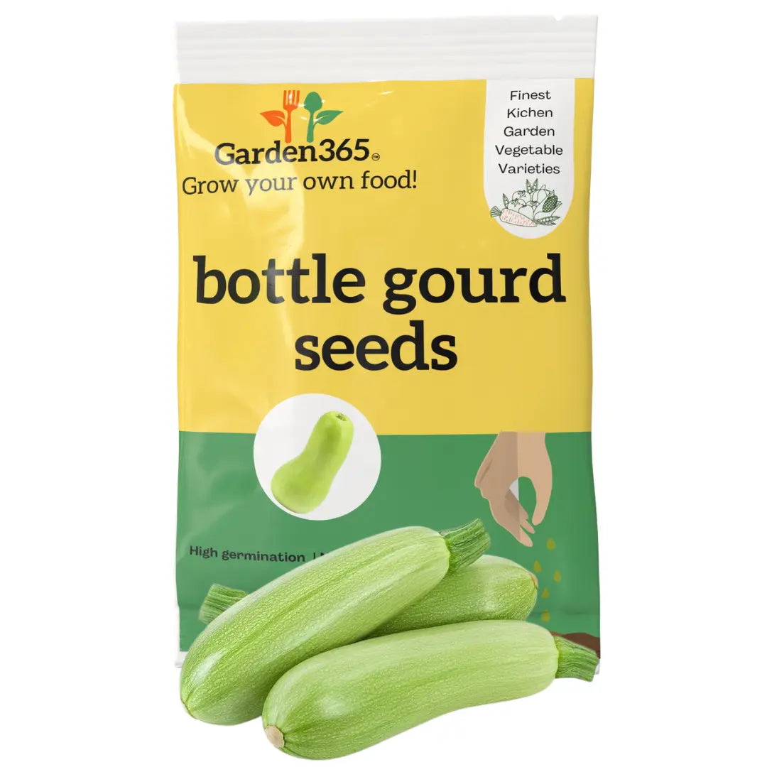 Bottle Gourd Seeds (Lauki / Sorakaya) | Organic Heirloom Naati Seeds | 15 Seeds | Kitchen Garden Seeds of लौकी / ಸೊರೆಕಾಯಿ / సొరకాయ / சுரைக்காய் / ചുരയ്ക്ക Garden365