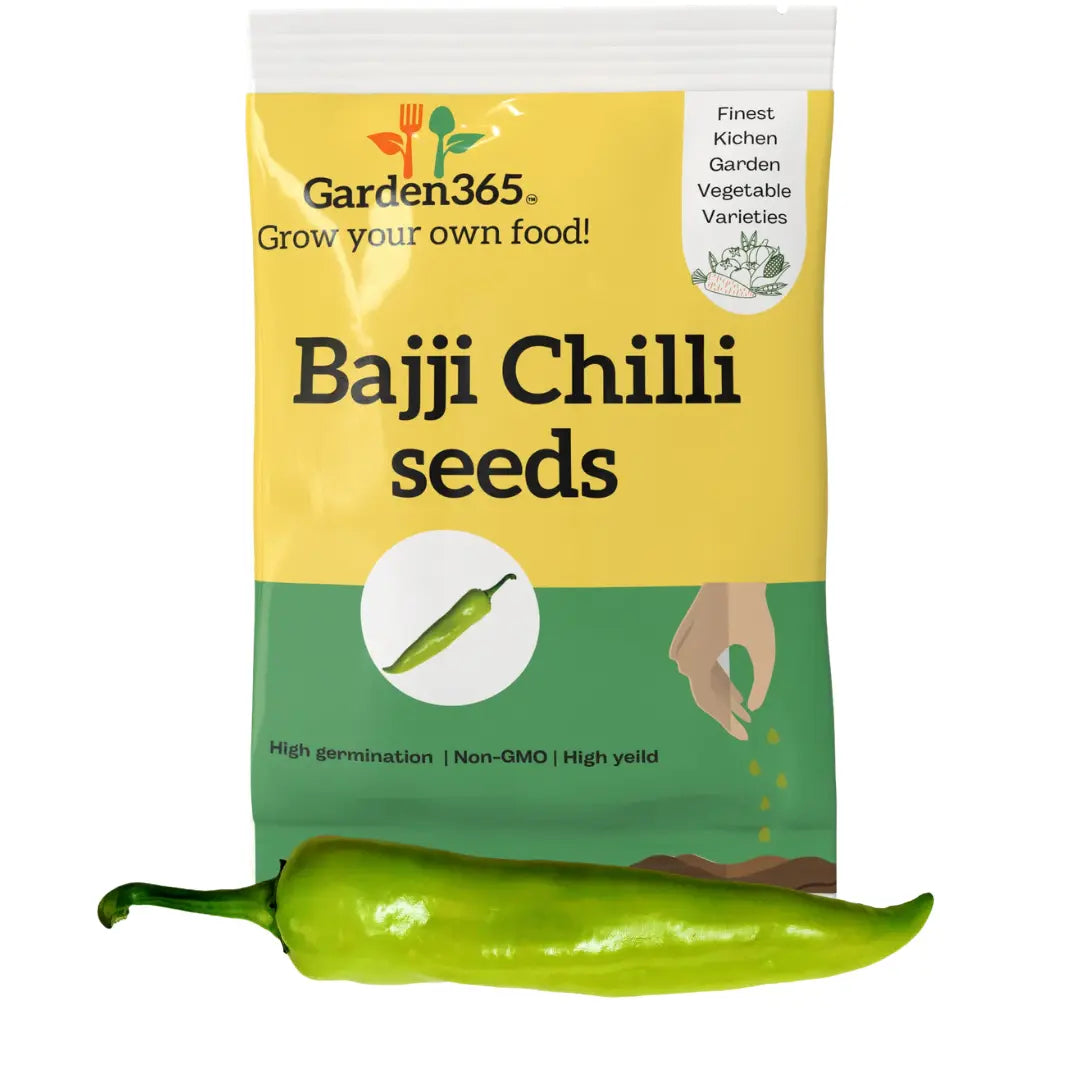 Bajji Chilli Seeds (Mild Green Chilli) | Organic Heirloom Naati Seeds | 30 Seeds | Kitchen Garden Seeds of பஜ்ஜி மிளகாய் / ಬಜ್ಜಿ ಮೆಣಸಿನಕಾಯಿ / బజ్జి మిరపకాయ / बज्जी मिर्च / ബജ്ജി മുളക് Garden365