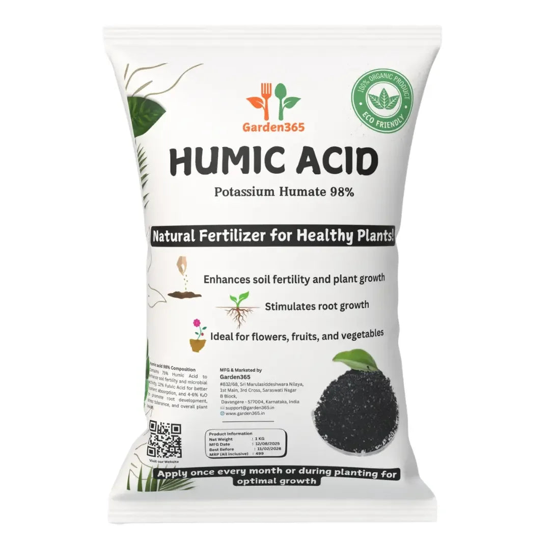 Humic Shiny flakes 98% Pottassium Humate | Natural Soil Conditioner for Healthy Plant Growth - Garden365