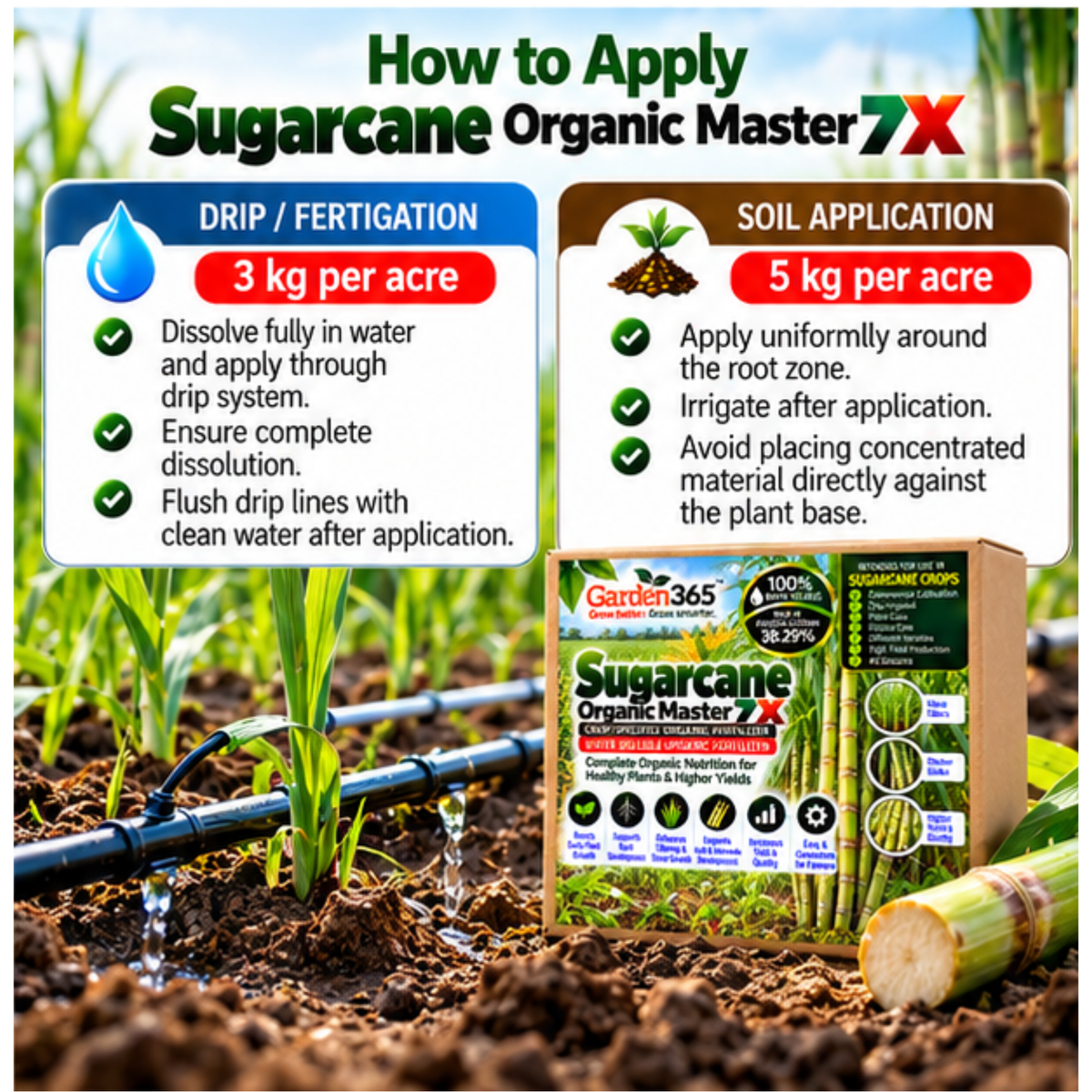 Sugarcane Organic Master 7X Crop-Specific Organic Fertilizer Water Soluble Organic Fertilizer