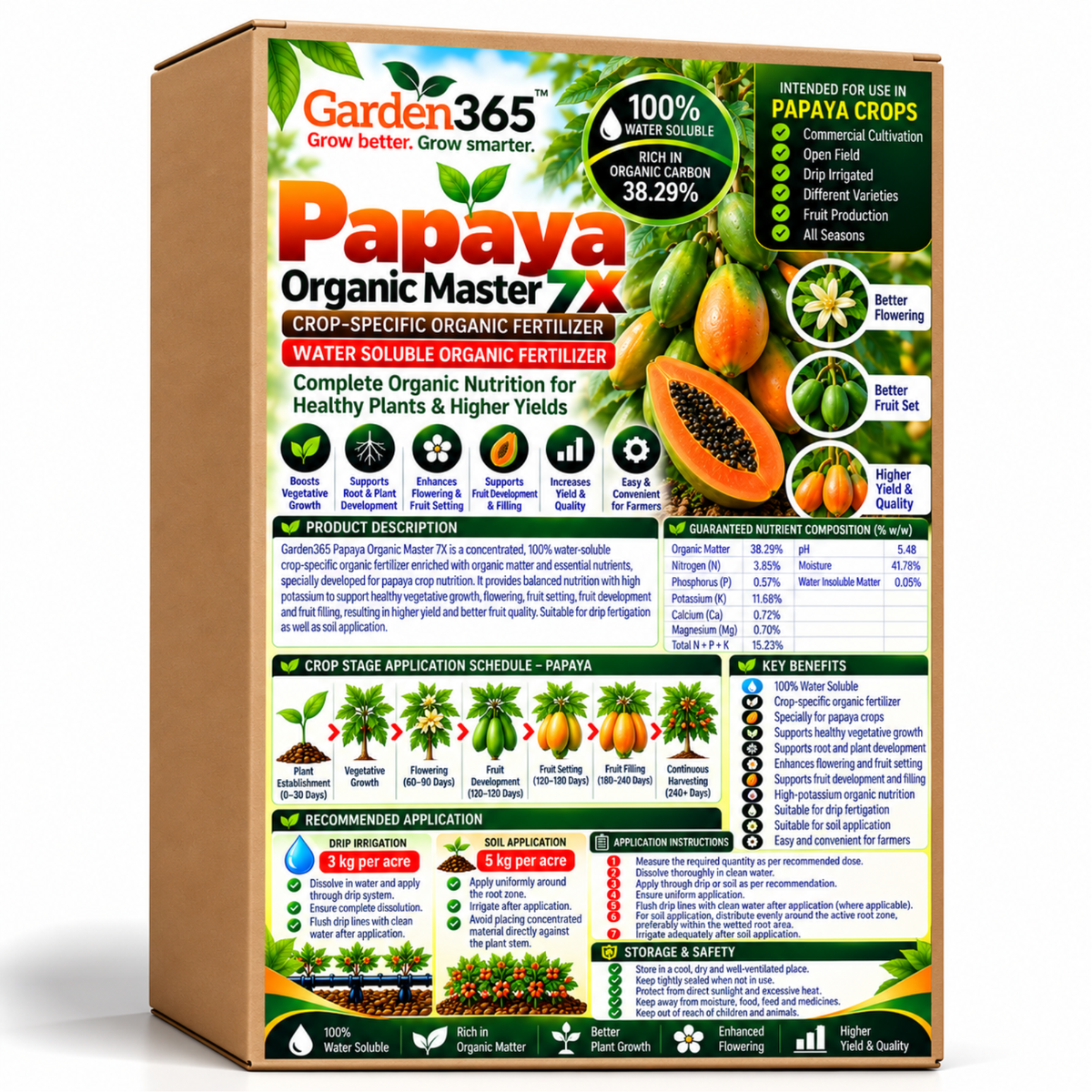Papaya Organic Master 7X Crop-Specific Organic Fertilizer Water Soluble Organic Fertilizer