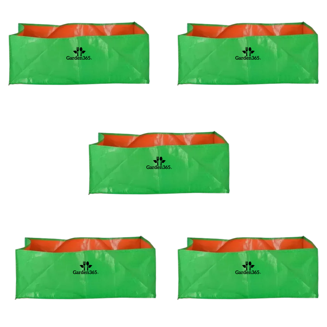 Garden365 HDPE Green Vegetable Grow Bag 5×1.5×1 ft | 260 GSM Durable & Reusable - Garden365
