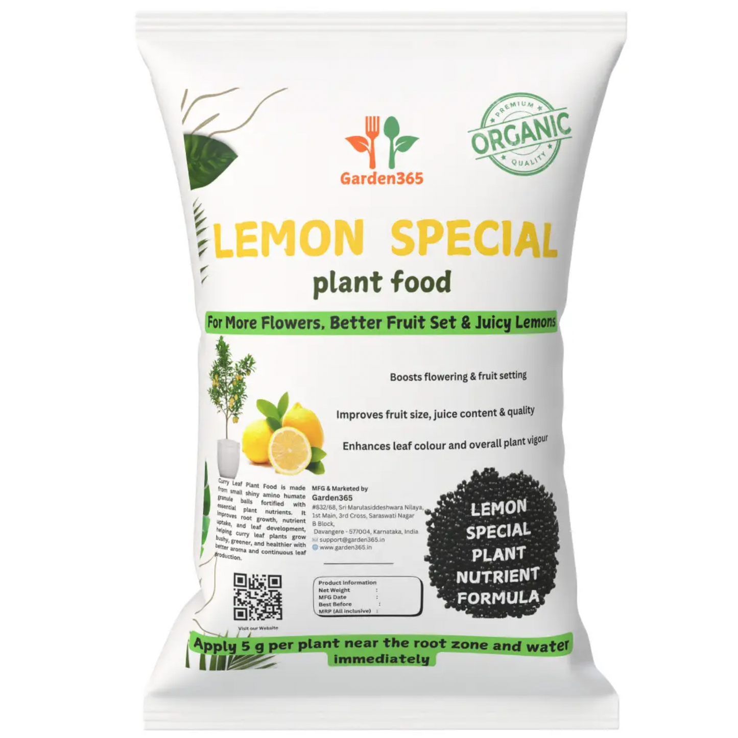Lemon Special Plant Food โ Growth & Fruit Booster for Healthy Plants, More Flowers & Juicy Fruits (Apply Up to 100 Plants / Times)