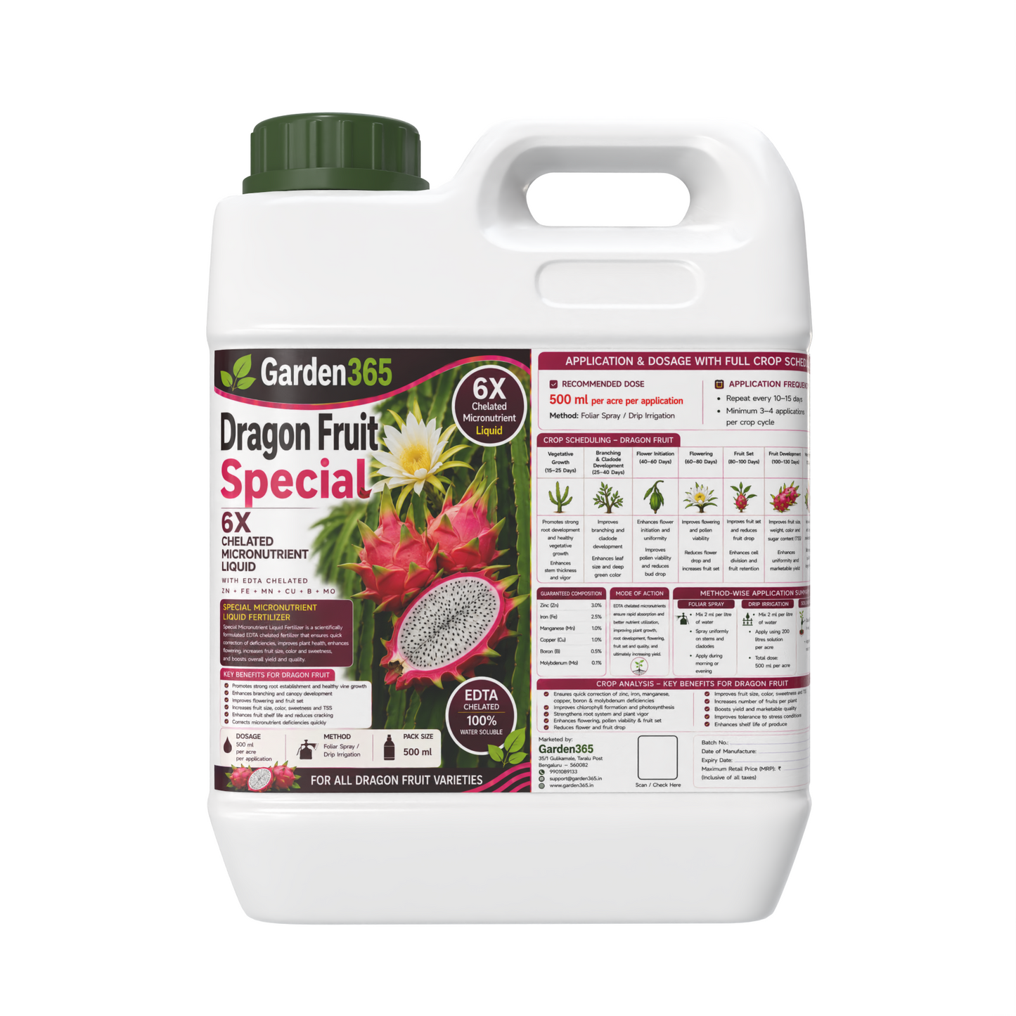 Dragon Fruit Special Micronutrient Fertilizer (ड्रैगन फ्रूट | ಡ್ರ್ಯಾಗನ್ ಹಣ್ಣು | డ్రాగన్ ఫ్రూట్ | டிராகன் பழம் | ഡ്രാഗൺ ഫ്രൂട്ട്) EDTA Chelated 100% Water Soluble Fertilizer – 400g per Acre