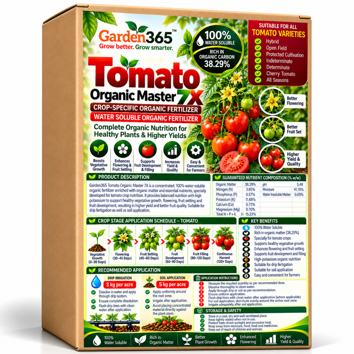 Tomato Organic Master 7X 100% water-soluble organic fertilizer