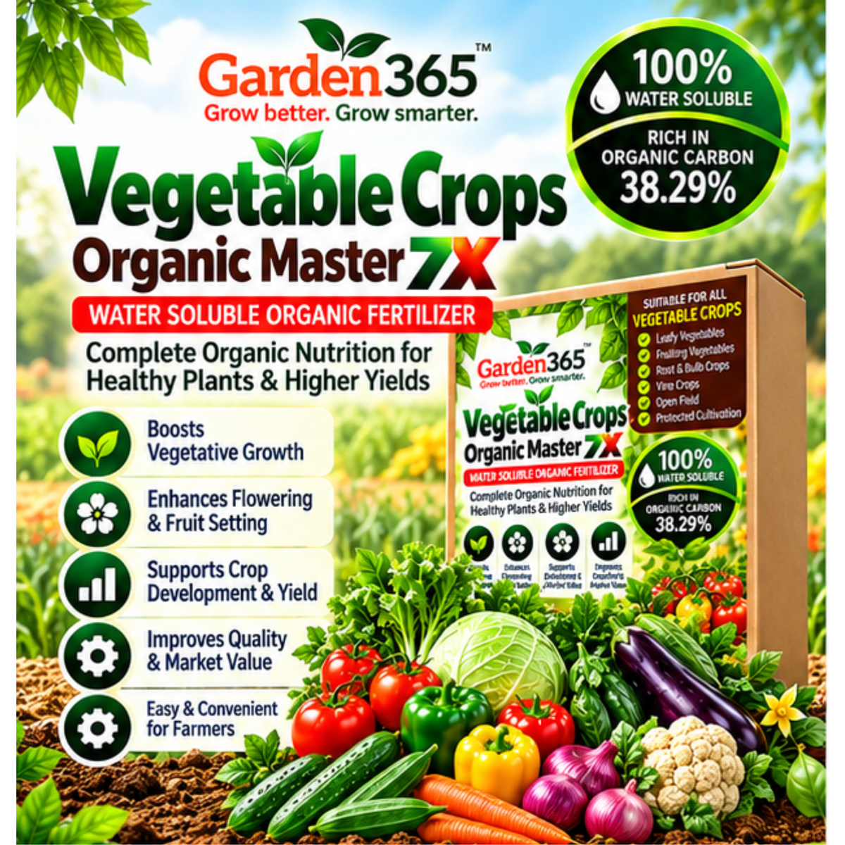 Vegetable Crops Organic Master 7X Water Soluble Organic Fertilizer