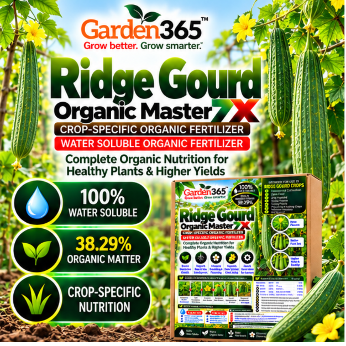 Ridge Gourd Organic Master 7X Crop-Specific Organic Fertilizer Water Soluble Organic Fertilizer