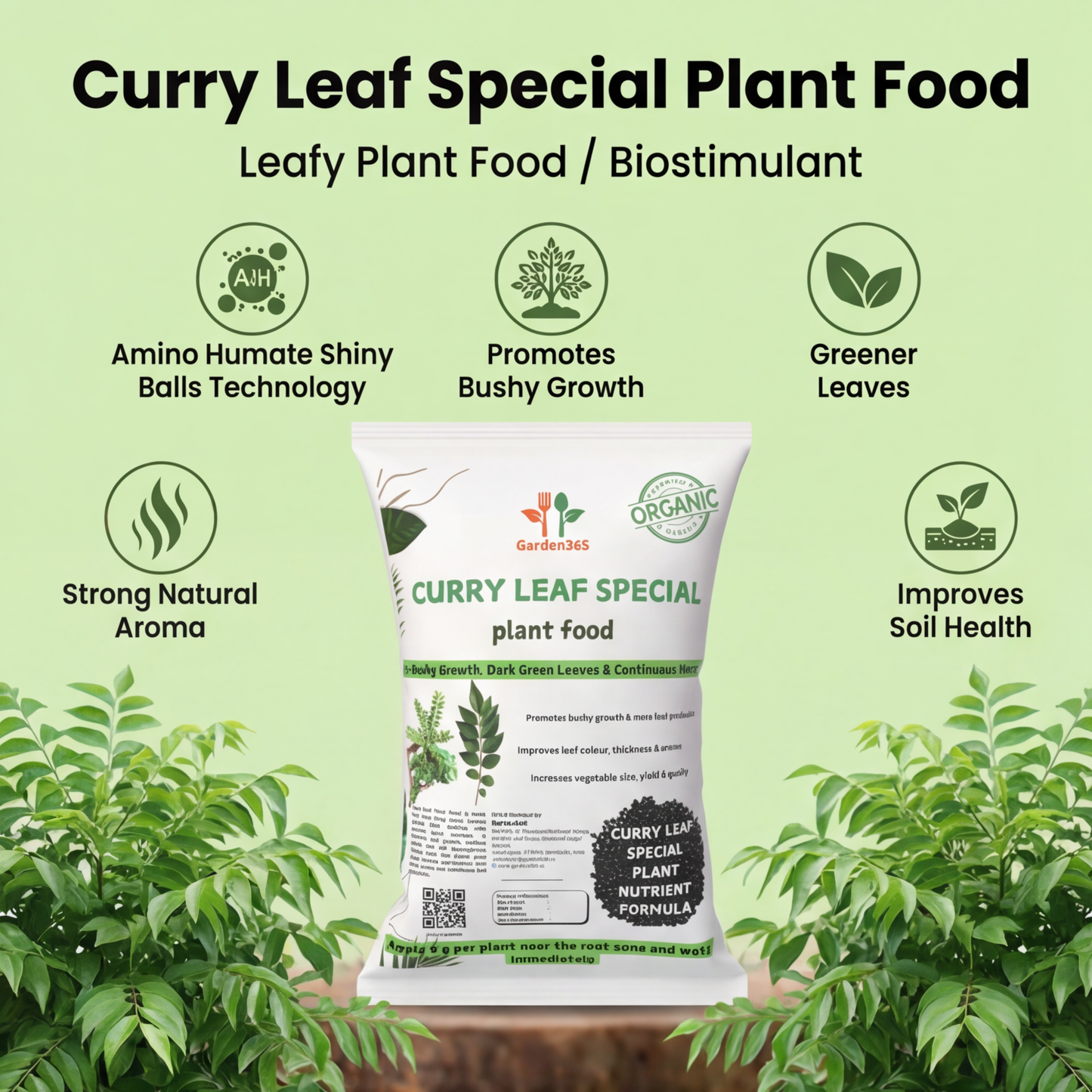 Curry Leaf Special Plant Food – Growth Booster for Bushy Plants, More Leaves & Strong Aroma (Apply Up to 100 Plants / Times)