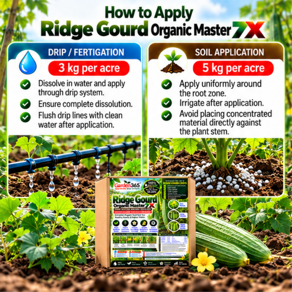 Ridge Gourd Organic Master 7X Crop-Specific Organic Fertilizer Water Soluble Organic Fertilizer