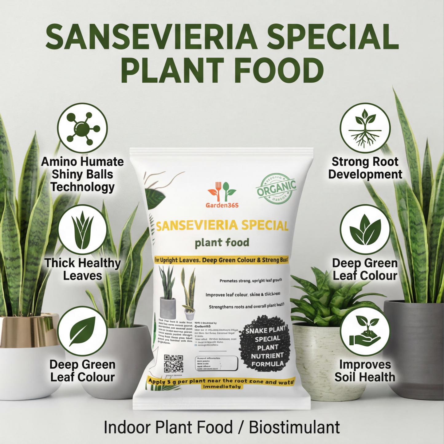 Sansevieria Special Plant Food – Growth Booster for Strong Leaves, Deep Green Colour & Healthy Snake Plants (Apply Up to 100 Plants / Times)