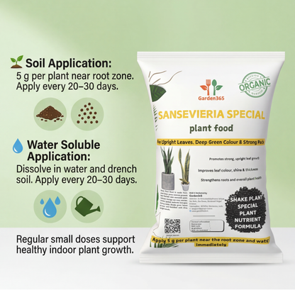 Sansevieria Special Plant Food – Growth Booster for Strong Leaves, Deep Green Colour & Healthy Snake Plants (Apply Up to 100 Plants / Times)