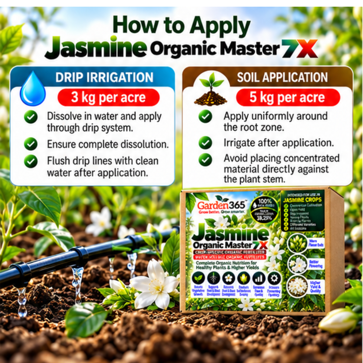 Jasmine Organic Master 7X Crop-Specific Organic Fertilizer Water Soluble Organic Fertilizer