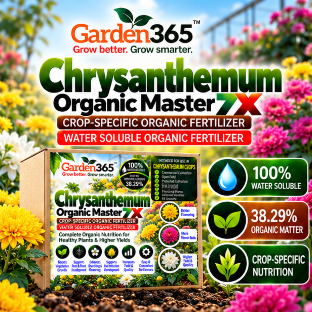 Chrysanthemum Organic Master 7X Crop-Specific Organic Fertilizer Water Soluble Organic Fertilizer