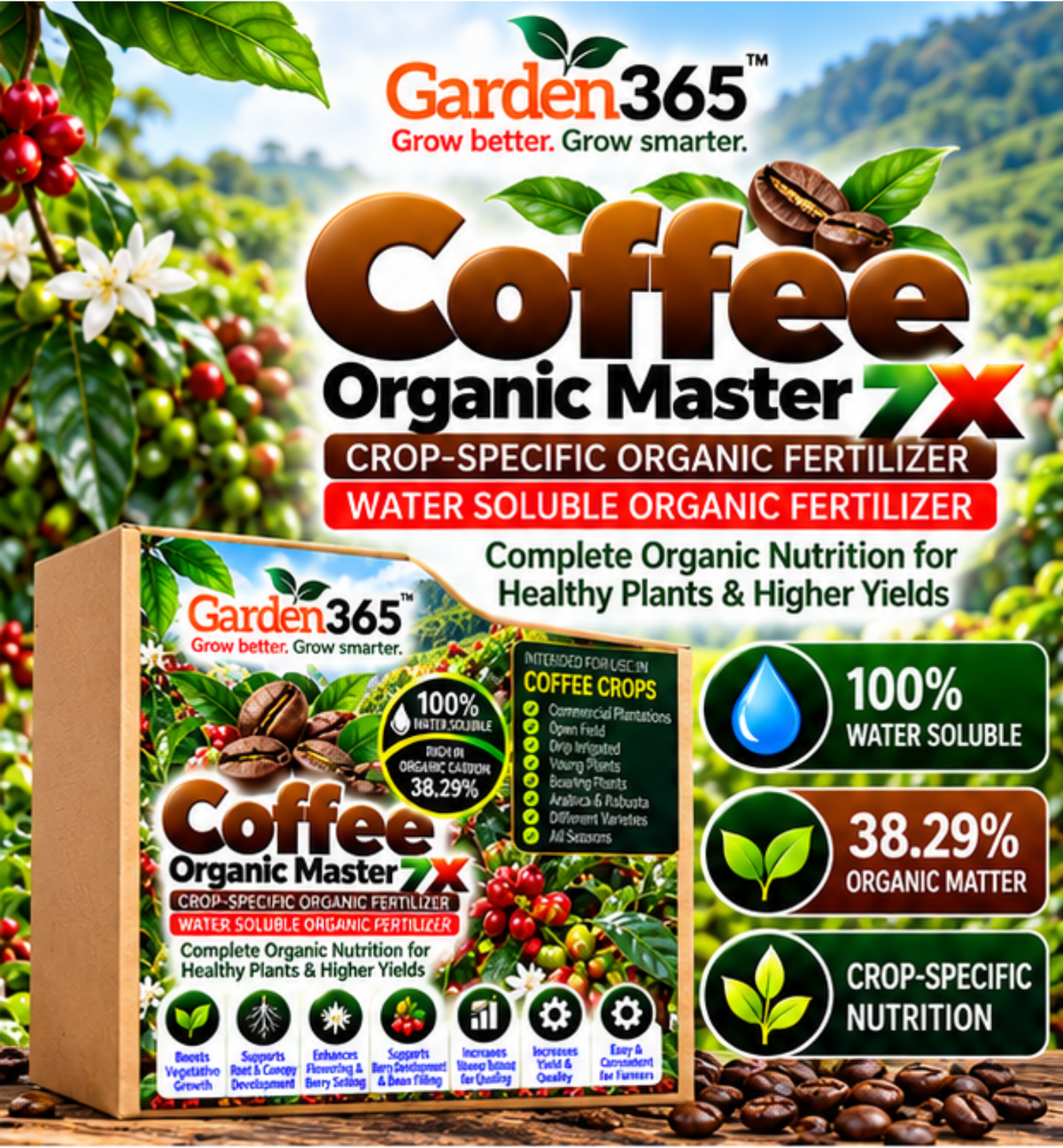 Coffee Organic Master 7X Crop-Specific Organic Fertilizer Water Soluble Organic Fertilizer