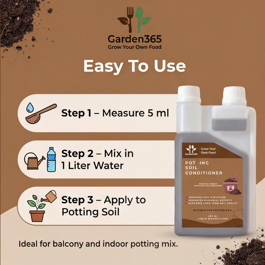 Potting Soil Conditioner Liquid Bio Fertilizer 250ml | Organic Carbon Enriched Soil Enhancer | Suitable for All Types of Potting Soils