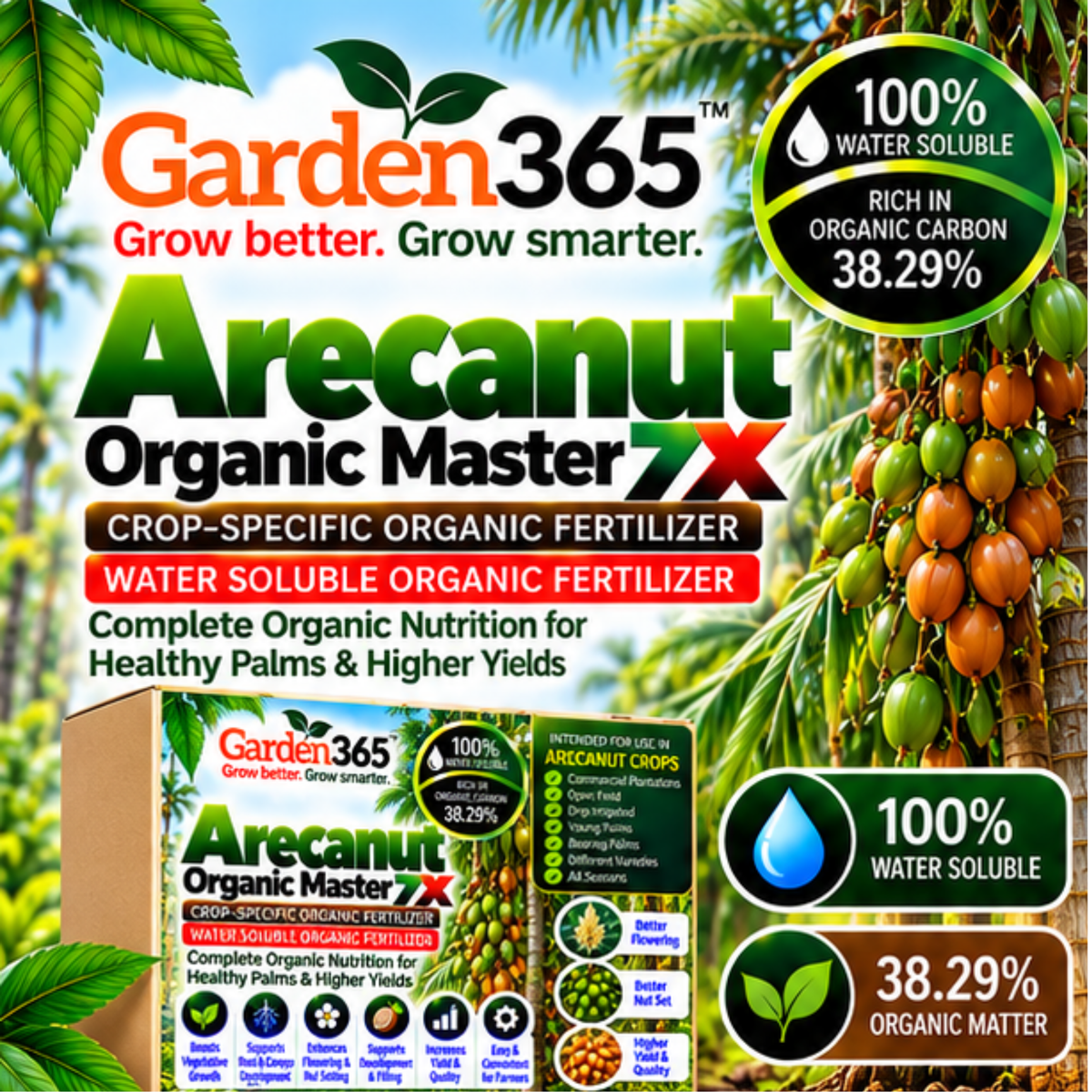 Arecanut Organic Master 7X Crop-Specific Organic Fertilizer Water Soluble Organic Fertilizer