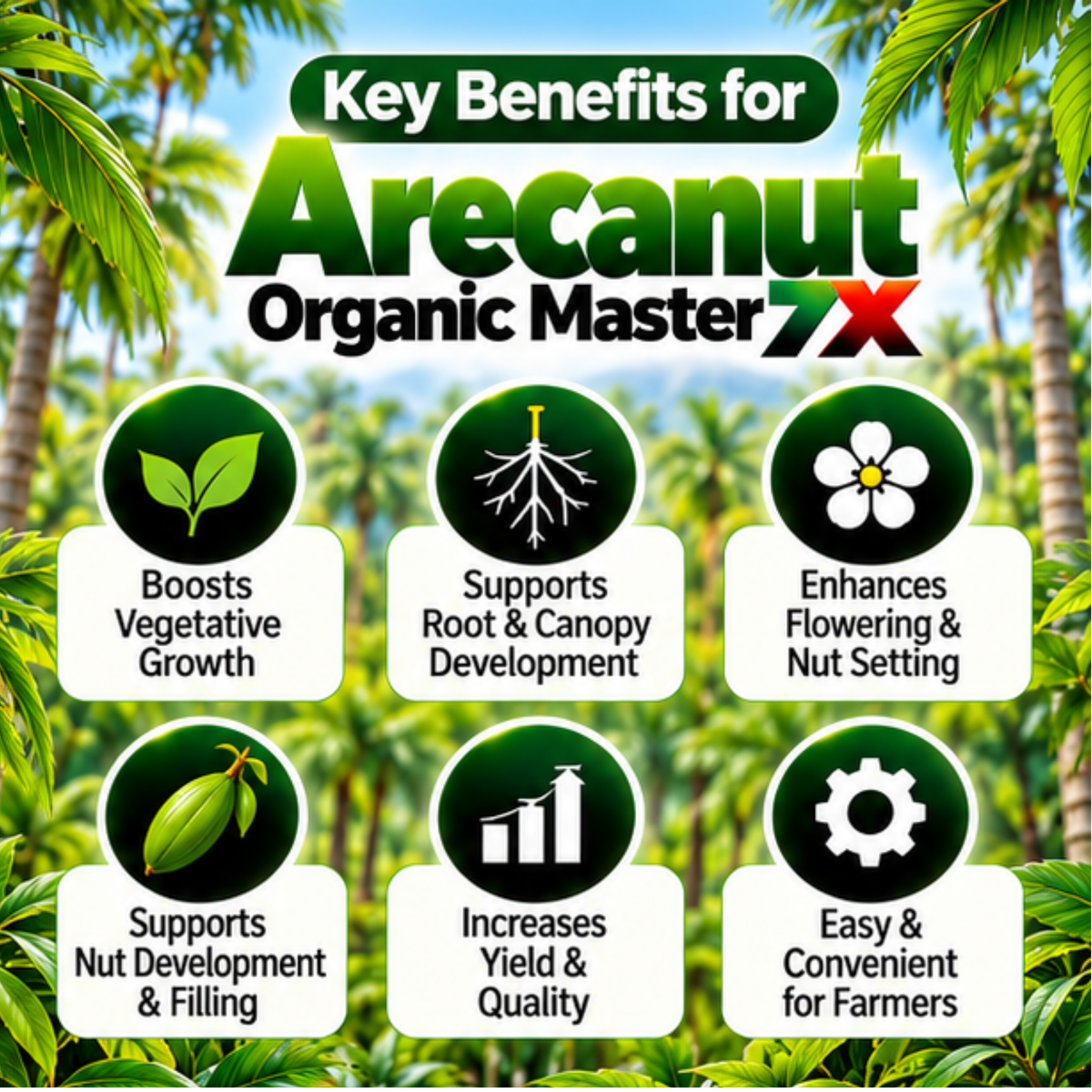 Arecanut Organic Master 7X Crop-Specific Organic Fertilizer Water Soluble Organic Fertilizer