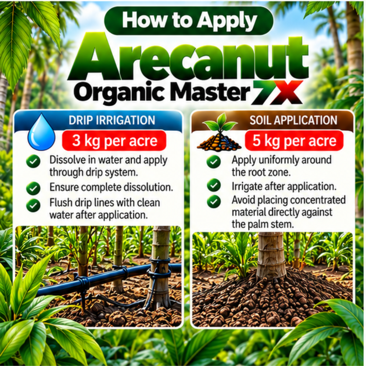 Arecanut Organic Master 7X Crop-Specific Organic Fertilizer Water Soluble Organic Fertilizer