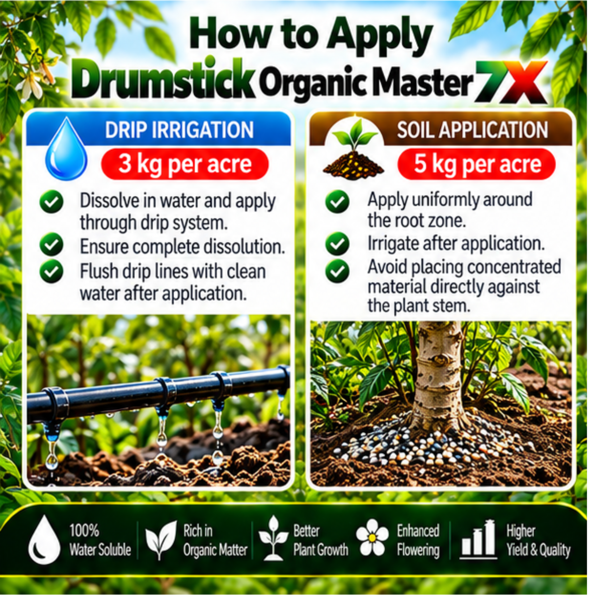 Drumstick Organic Master 7X Crop-Specific Organic Fertilizer Water Soluble Organic Fertilizer