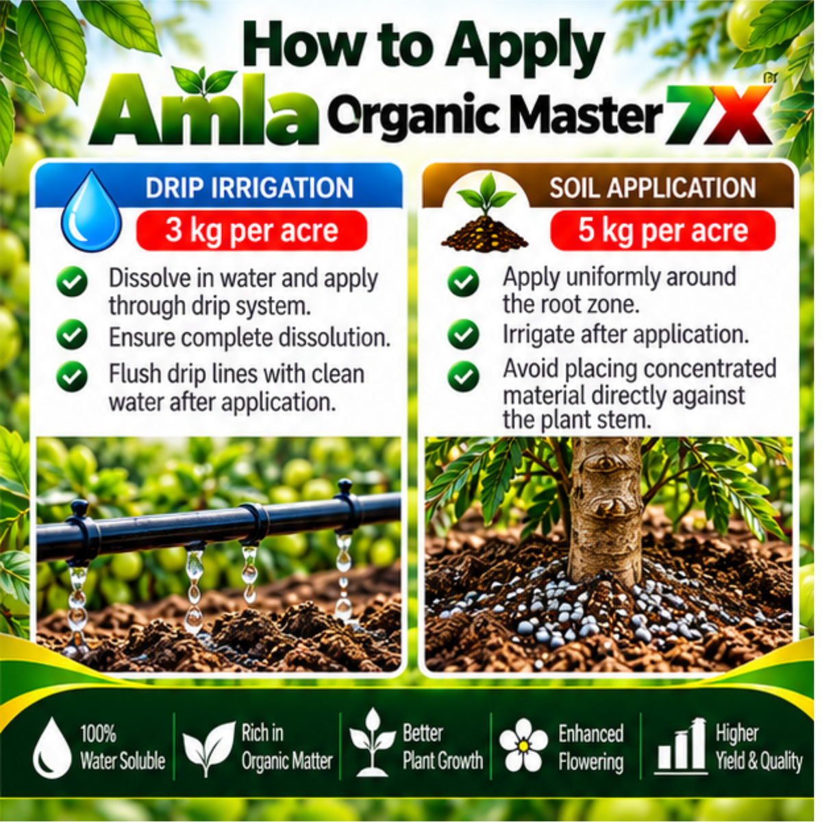 Amla Organic Master 7X Crop-Specific Organic Fertilizer Water Soluble Organic Fertilizer