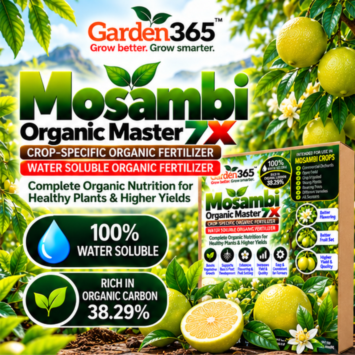 Mosambi Organic Master 7X Crop-Specific Organic Fertilizer Water Soluble Organic Fertilizer