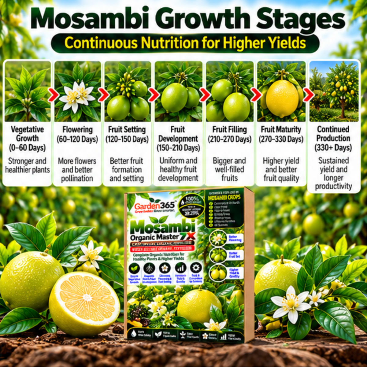 Mosambi Organic Master 7X Crop-Specific Organic Fertilizer Water Soluble Organic Fertilizer