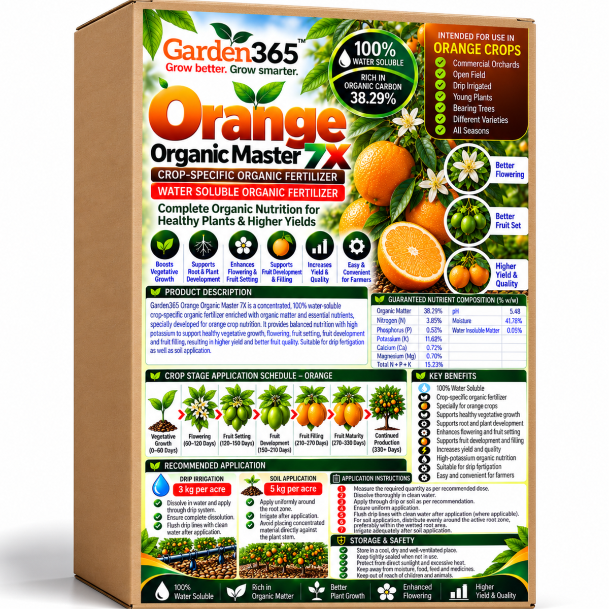 Orange Organic Master 7X Crop-Specific Organic Fertilizer Water Soluble Organic Fertilizer