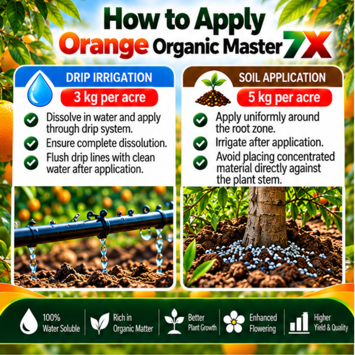 Orange Organic Master 7X Crop-Specific Organic Fertilizer Water Soluble Organic Fertilizer