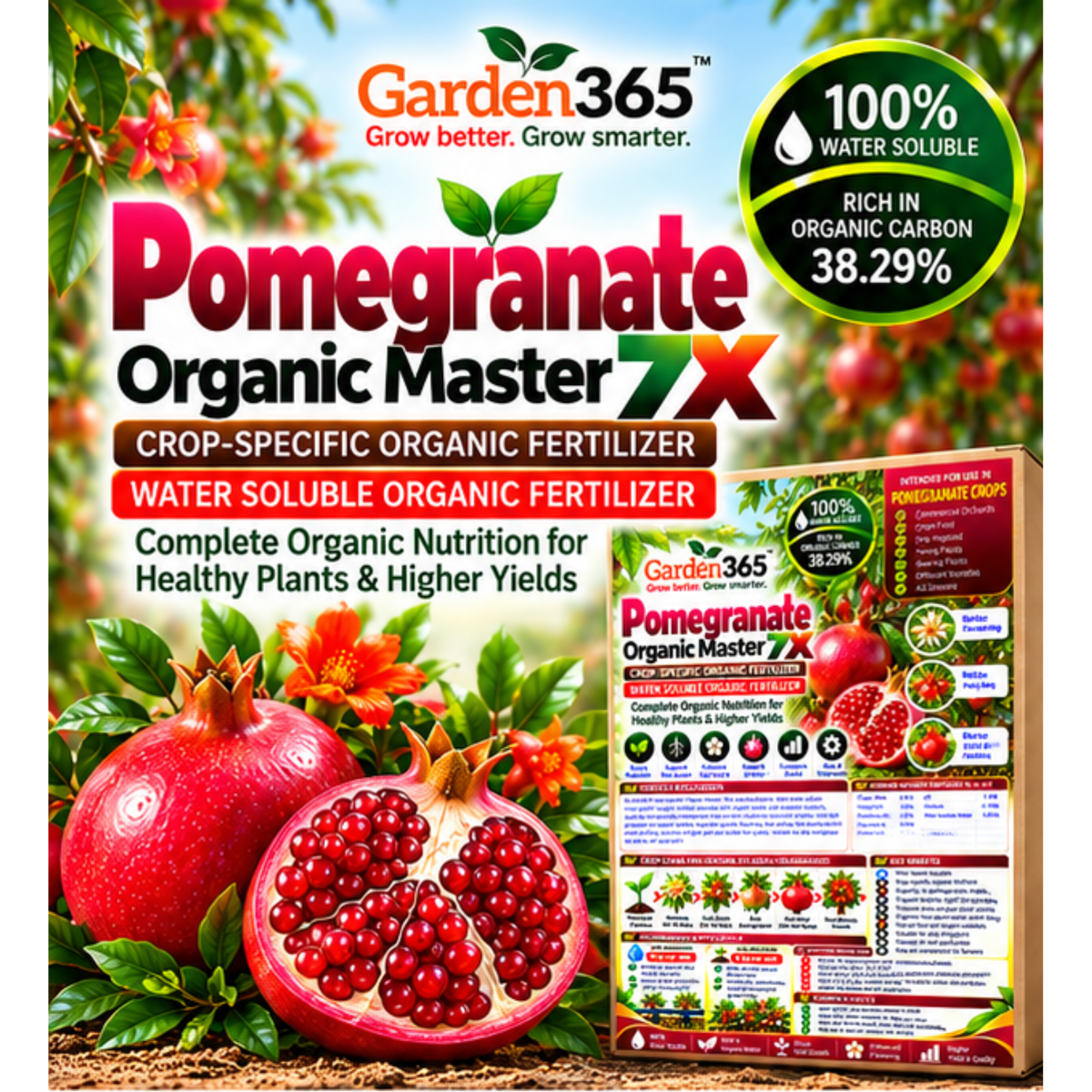 Pomegranate Organic Master 7X Crop-Specific Organic Fertilizer Water Soluble Organic Fertilizer