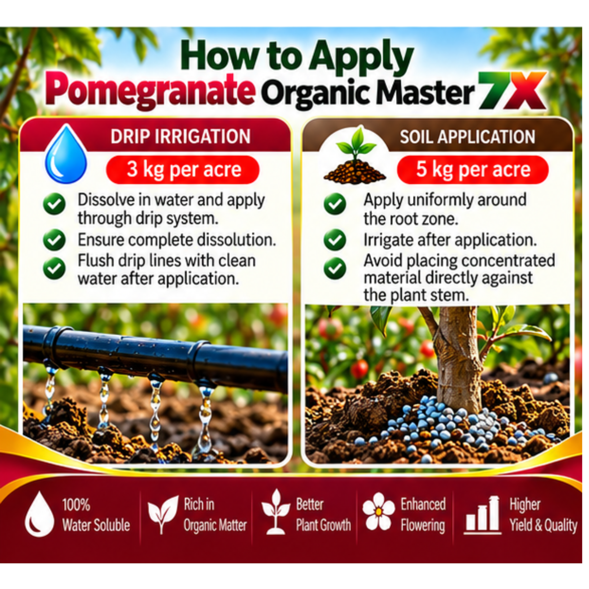 Pomegranate Organic Master 7X Crop-Specific Organic Fertilizer Water Soluble Organic Fertilizer