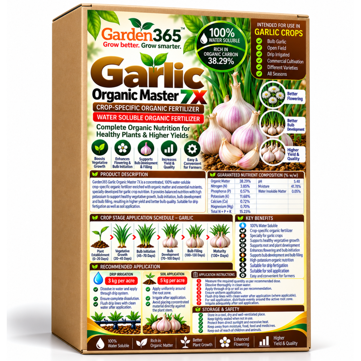 Garlic Organic Master 7X Crop-Specific Organic Fertilizer Water Soluble Organic Fertilizer