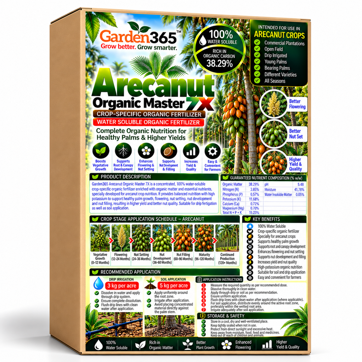 Arecanut Organic Master 7X Crop-Specific Organic Fertilizer Water Soluble Organic Fertilizer