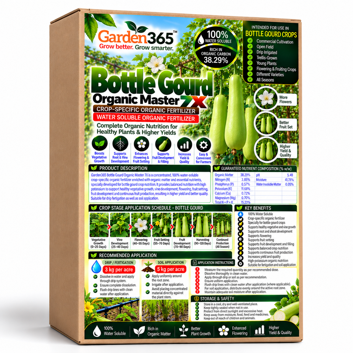 Bottle Gourd Organic Master 7X Crop-Specific Organic Fertilizer Water Soluble Organic Fertilizer