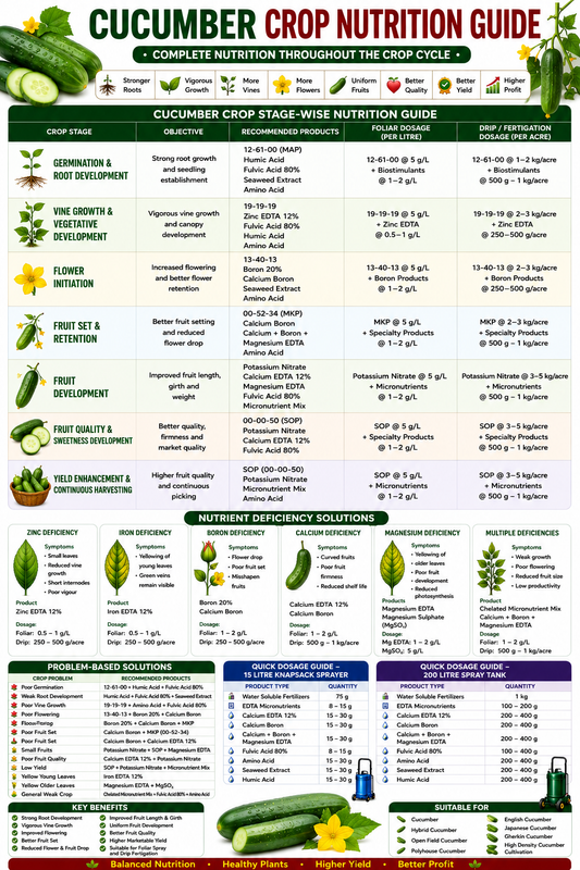Cucumber Crop Nutrition | Fertilizers, Micronutrients & Biostimulants for Cucumber Crop