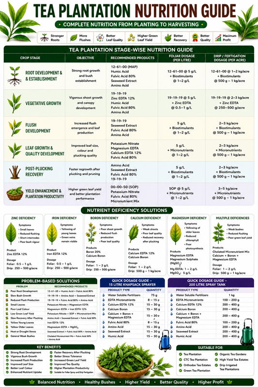 Tea Plantation Nutrition | Fertilizers, Micronutrients & Biostimulants for Tea Plantation