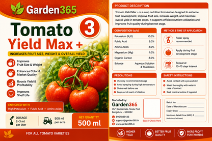 Tomato Yield Booster Kit – Tomato 1 Growth Booster+ | Tomato 2 Flower Booster+ | Tomato 3 Yield Max+ for Strong Plant Growth, Better Fruit Setting, Higher Yield & Improved Fruit Quality