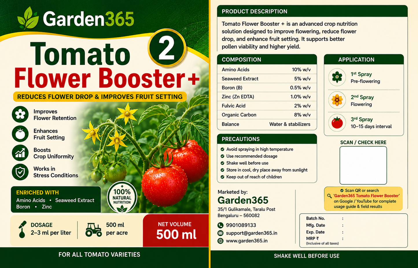 Tomato Yield Booster Kit – Tomato 1 Growth Booster+ | Tomato 2 Flower Booster+ | Tomato 3 Yield Max+ for Strong Plant Growth, Better Fruit Setting, Higher Yield & Improved Fruit Quality