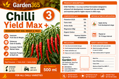 Chilli Yield Booster Kit – Chilli 1 Growth Booster+ | Chilli 2 Flower Booster+ | Chilli 3 Yield Max+ for Higher Yield, Fruit Size & Quality