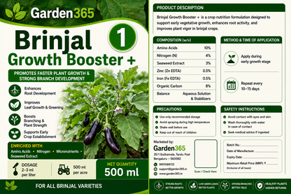 Brinjal Yield Booster Kit – Brinjal 1 Growth Booster+ | Brinjal 2 Flower Booster+ | Brinjal 3 Yield Max+ for Higher Yield, Fruit Size & Quality