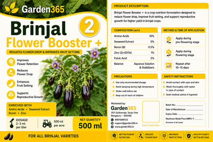 Brinjal Yield Booster Kit – Brinjal 1 Growth Booster+ | Brinjal 2 Flower Booster+ | Brinjal 3 Yield Max+ for Higher Yield, Fruit Size & Quality