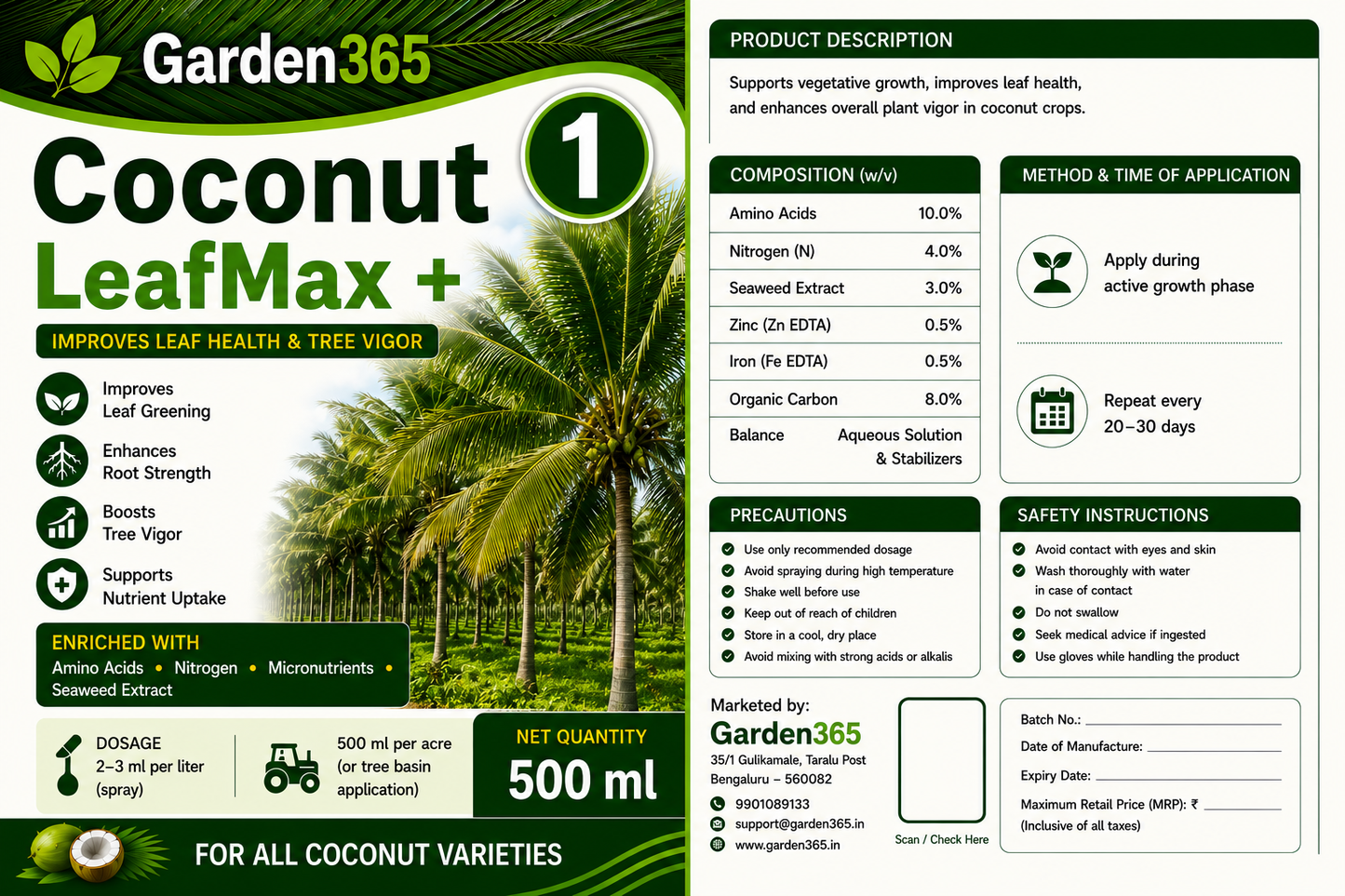 Coconut Yield Booster Kit – Coconut 1 LeafMax+ | Coconut 2 ButtonSet+ | Coconut 3 NutFill+ for Higher Yield, Nut Size & Quality
