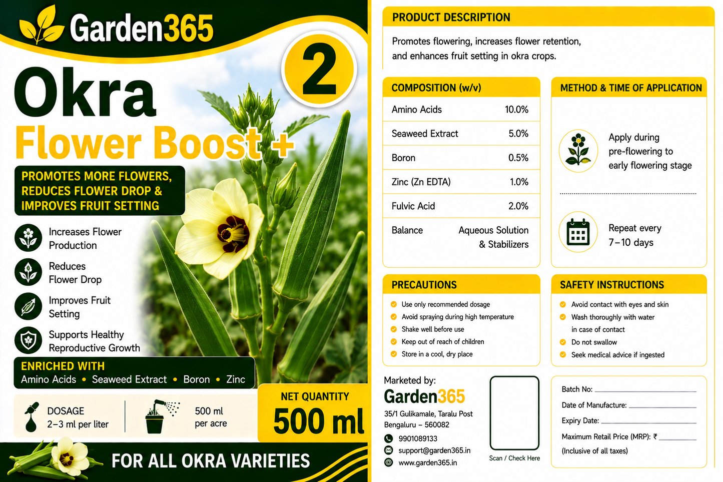 Okra Yield Booster Kit – Okra 1 Growth Booster+ | Okra 2 Flower Boost+ | Okra 3 Yield Max+ for Higher Yield, Better Pod Size, Improved Quality & Maximum Productivity