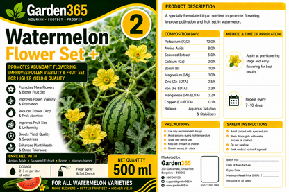 Watermelon Yield Booster Kit – Watermelon 1 Vine Grow+ | Watermelon 2 Flower Set+ | Watermelon 3 Yield Max+ for Vigorous Vine Growth, Better Flowering, Higher Fruit Set, Improved Fruit Size, Sweetness, Yield & Quality