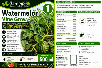 Watermelon Yield Booster Kit – Watermelon 1 Vine Grow+ | Watermelon 2 Flower Set+ | Watermelon 3 Yield Max+ for Vigorous Vine Growth, Better Flowering, Higher Fruit Set, Improved Fruit Size, Sweetness, Yield & Quality