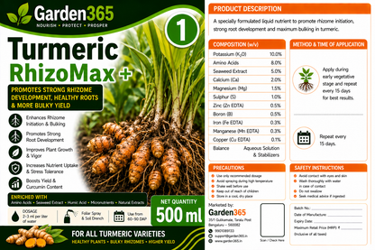 Turmeric Yield Booster Kit – Turmeric 1 RhizoMax+ | Turmeric 2 BulkingSet+ | Turmeric 3 Yield Max+ for Bigger Rhizomes, Higher Curcumin Content, Improved Quality & Maximum Yield