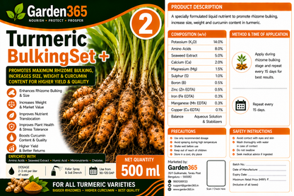 Turmeric Yield Booster Kit – Turmeric 1 RhizoMax+ | Turmeric 2 BulkingSet+ | Turmeric 3 Yield Max+ for Bigger Rhizomes, Higher Curcumin Content, Improved Quality & Maximum Yield