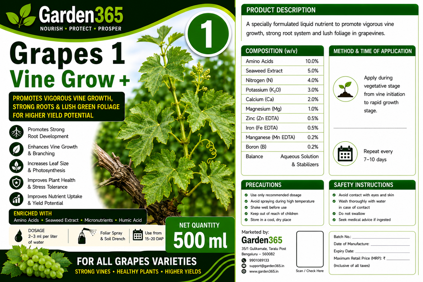 Grapes Yield Booster Kit – Grapes 1 Vine Grow+ | Grapes 2 BerrySet+ | Grapes 3 YieldMax+ for Higher Yield, Better Berry Size, Improved Sweetness & Premium Grape Quality