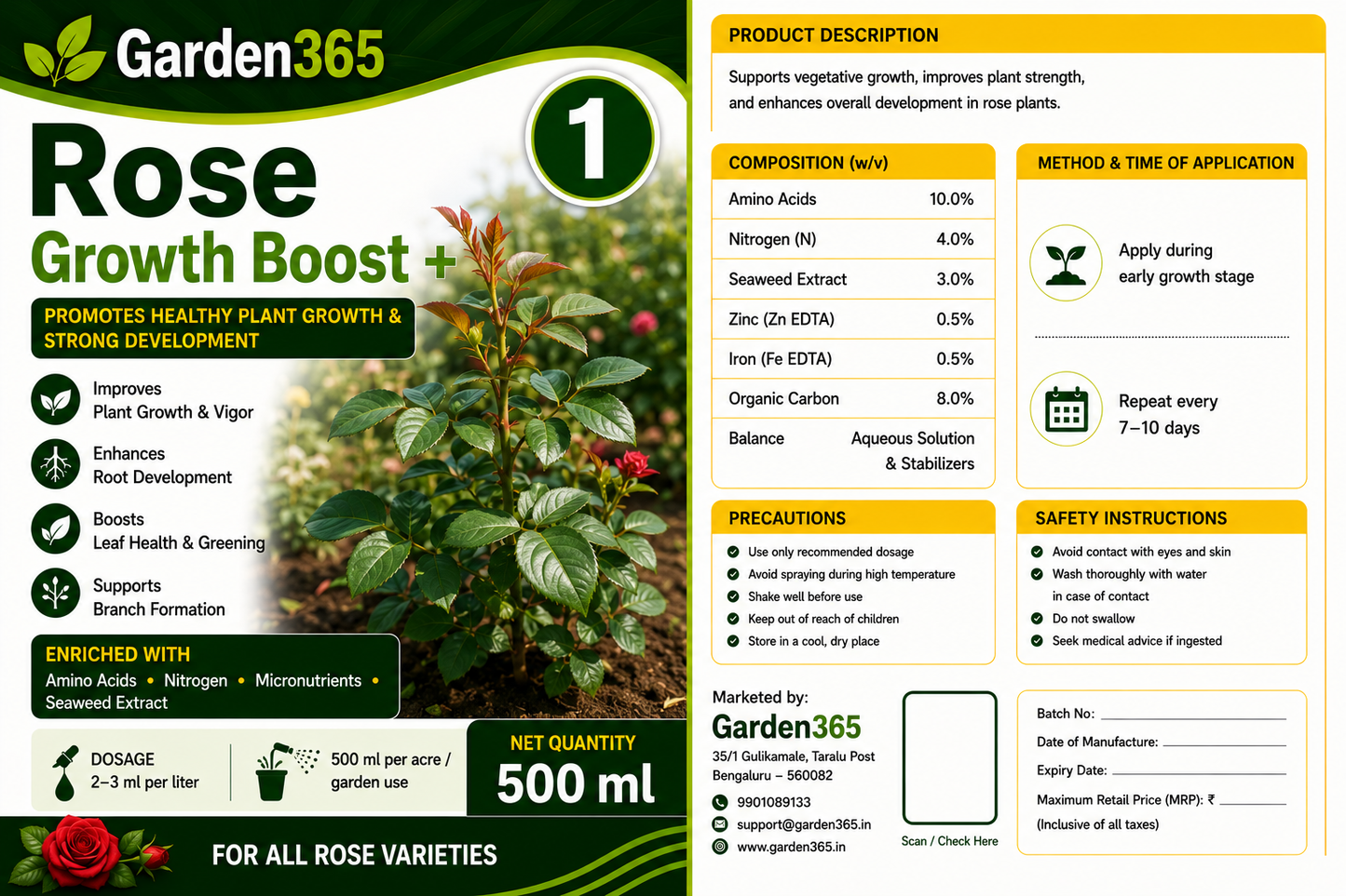 Rose Yield Booster Kit – Rose 1 Growth Boost+ | Rose 2 BudSet+ | Rose 3 BloomMax+ for More Buds, Bigger Flowers, Rich Color & Continuous Blooming
