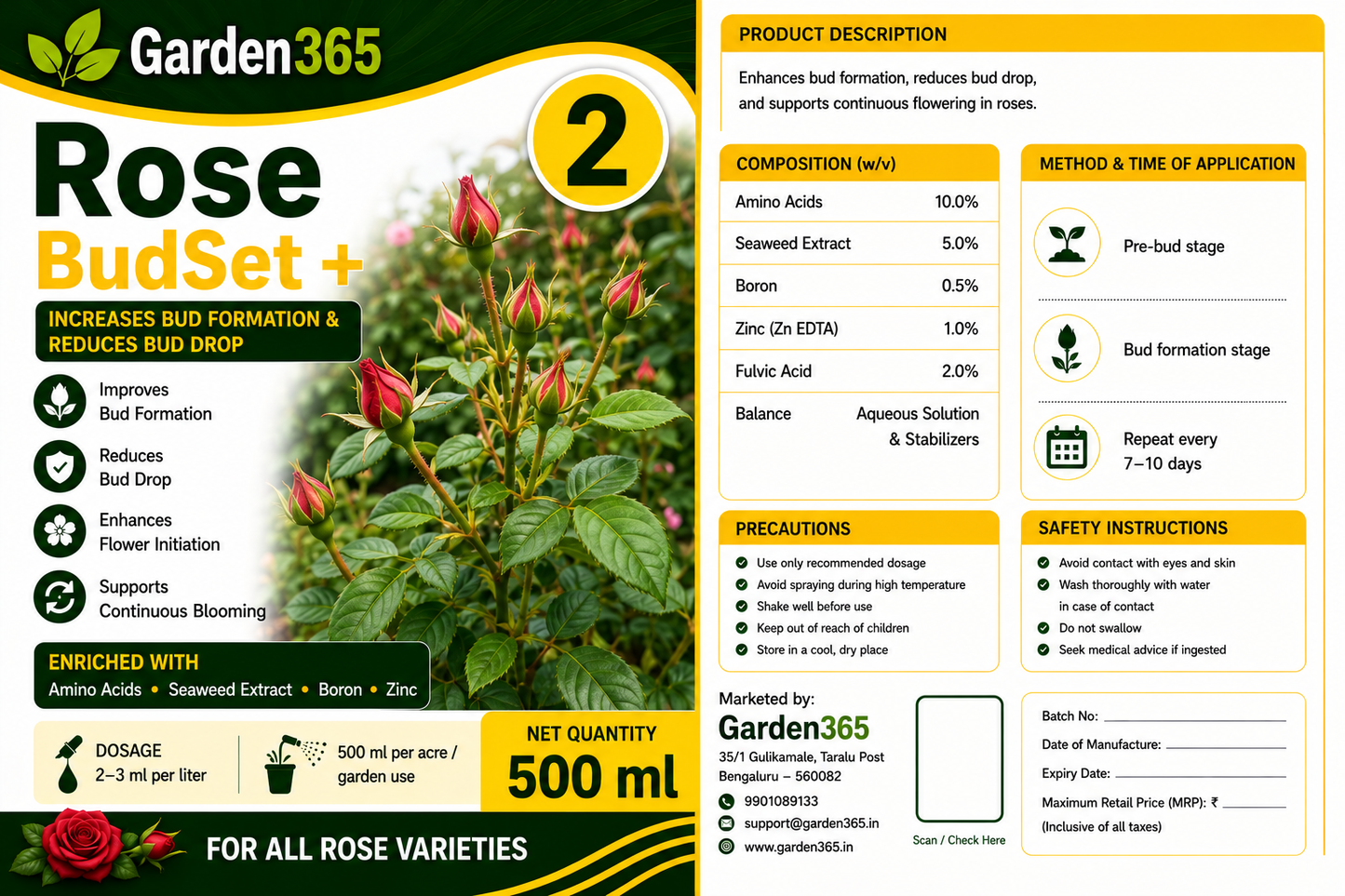 Rose Yield Booster Kit – Rose 1 Growth Boost+ | Rose 2 BudSet+ | Rose 3 BloomMax+ for More Buds, Bigger Flowers, Rich Color & Continuous Blooming